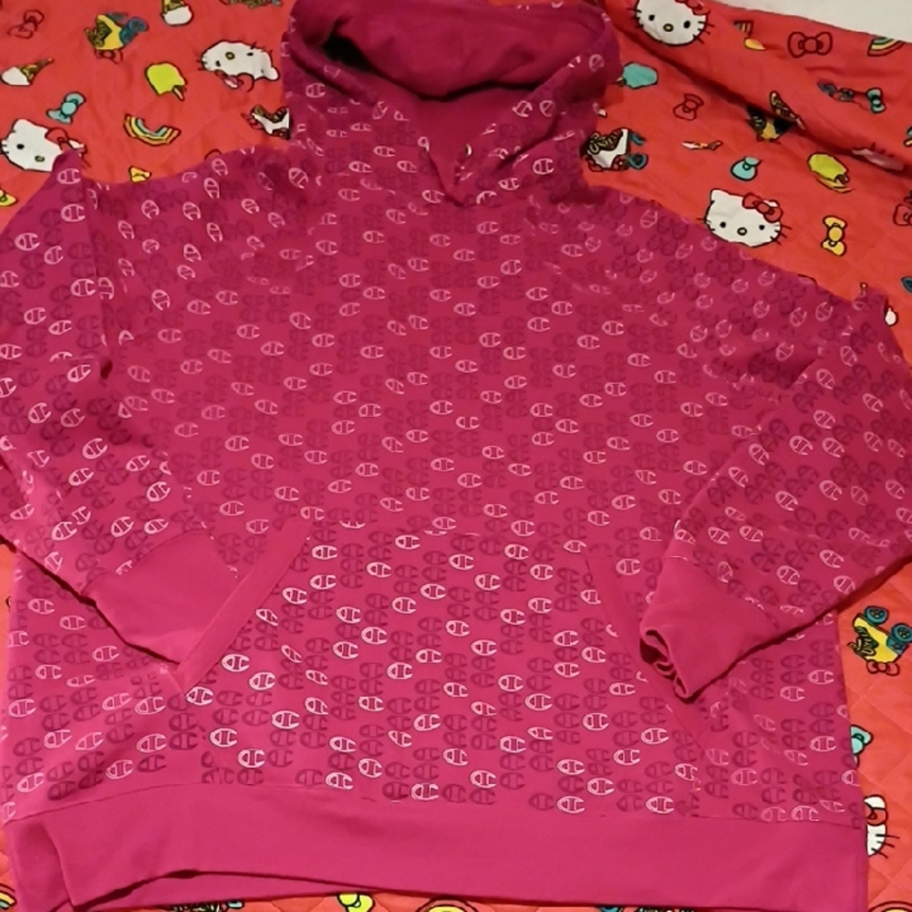 Champion Men's Patterned Pink Hoodie